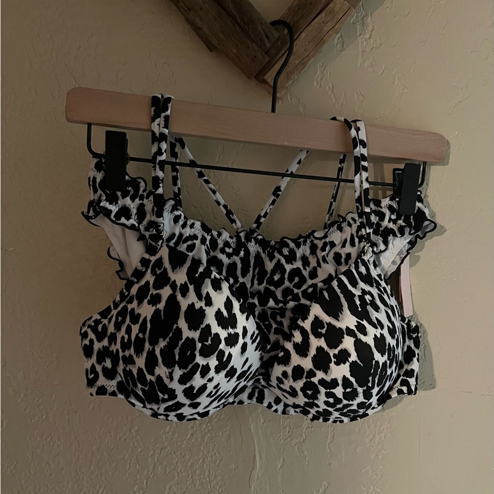 VS Black& White leopard print Bikini / Cheeky Ruched  Bottom